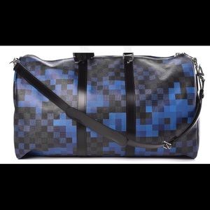 Damier Graphite Pixel Keepall Bandouliere 50 Blue